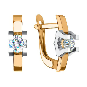 Серьги из золота 585 пробы с фианитом SANIS 01-217234