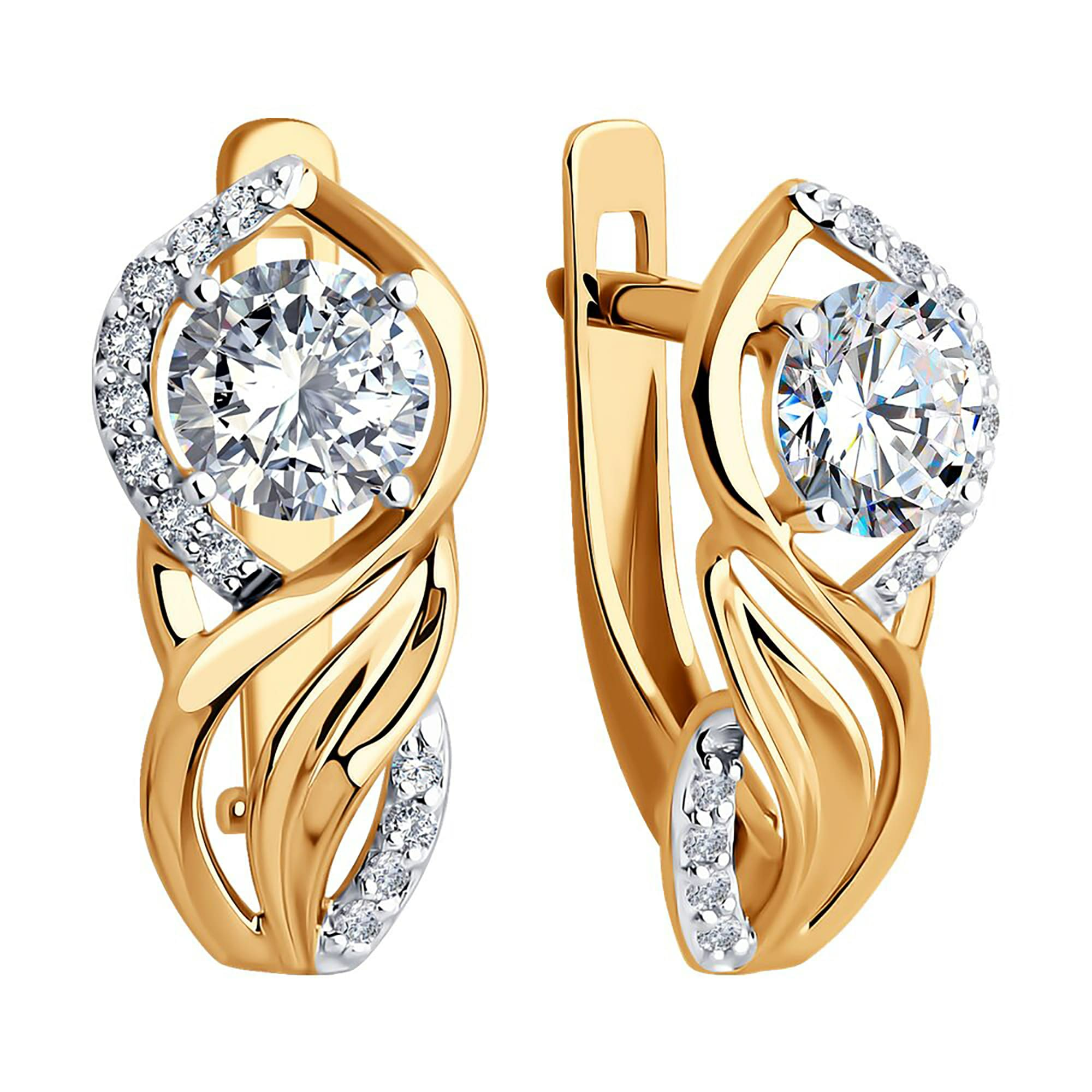 Серьги из золота 585 пробы с фианитом SOKOLOV 027463 Золото 585 пр.