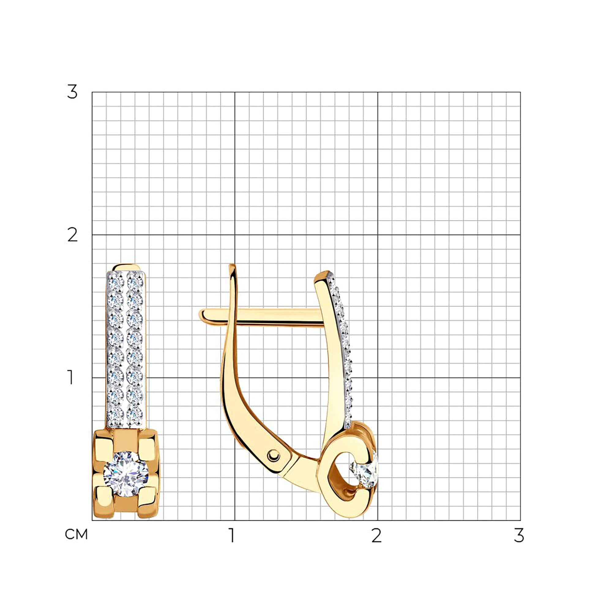 Серьги из золота 585 пробы с фианитом SOKOLOV 028845 Золото 585 пр.