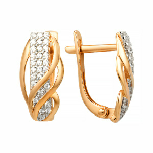 Серьги из золота 585 пробы с фианитом DINASTIA 001852-1102