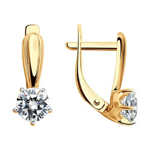 Серьги из золота 585 пробы с фианитом SOKOLOV 51-120-00099-1