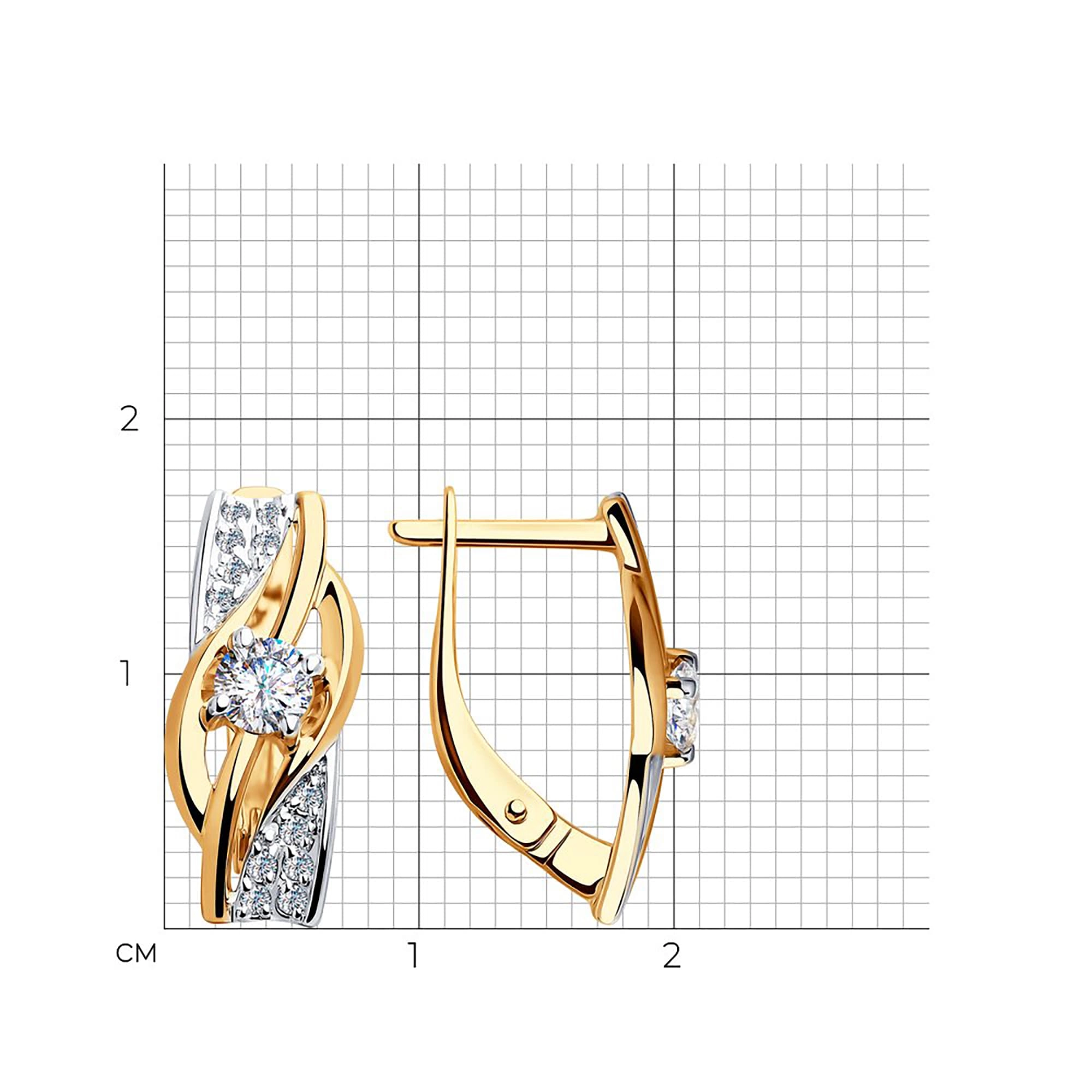 Серьги из золота 585 пробы с фианитом SOKOLOV 028158 Золото 585 пр.