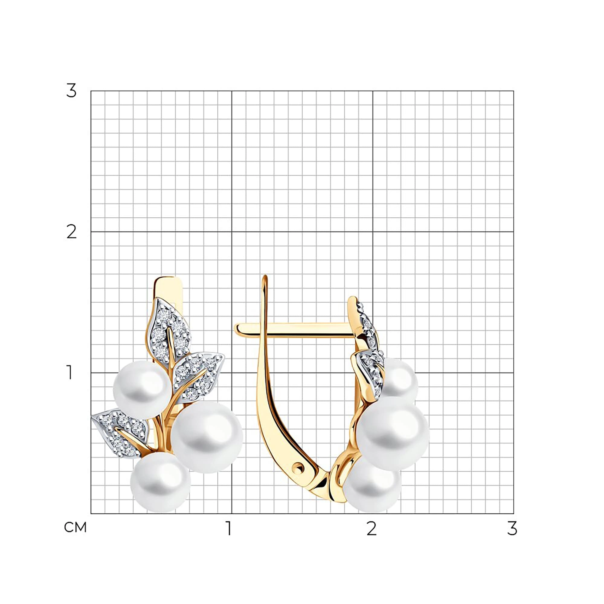 Серьги из золота 585 пробы с жемчугом SOKOLOV 792404 Золото 585 пр.
