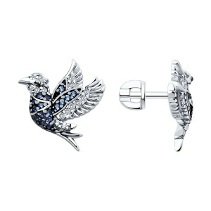 Серьги из серебра 925 пробы с фианитом SOKOLOV 94026447