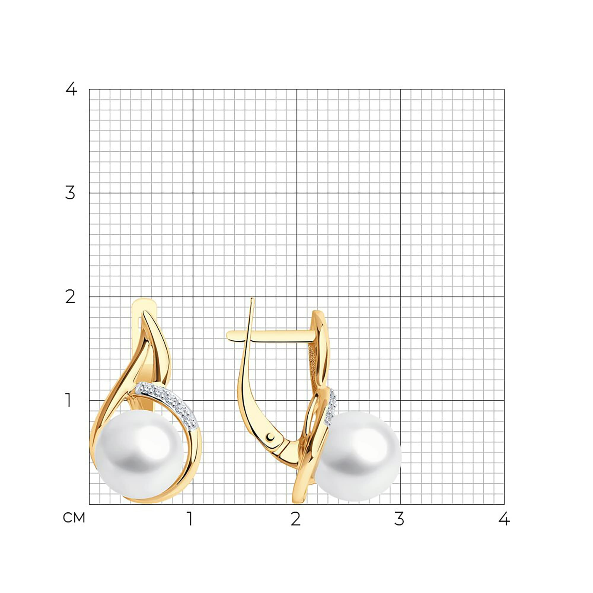 Серьги из золота 585 пробы с жемчугом SOKOLOV 792380 Золото 585 пр.