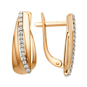 Серьги из золота 585 пробы с фианитом DINASTIA 013212-1102