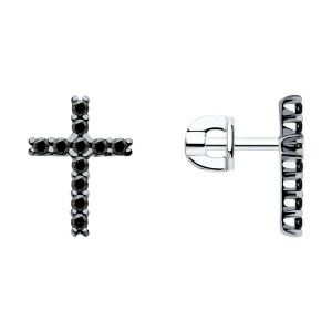 Серьги из серебра 925 пробы с фианитом SOKOLOV 94026495