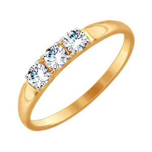 Кольцо из золота 585 пробы с фианитом SOKOLOV 51-110-00096-1