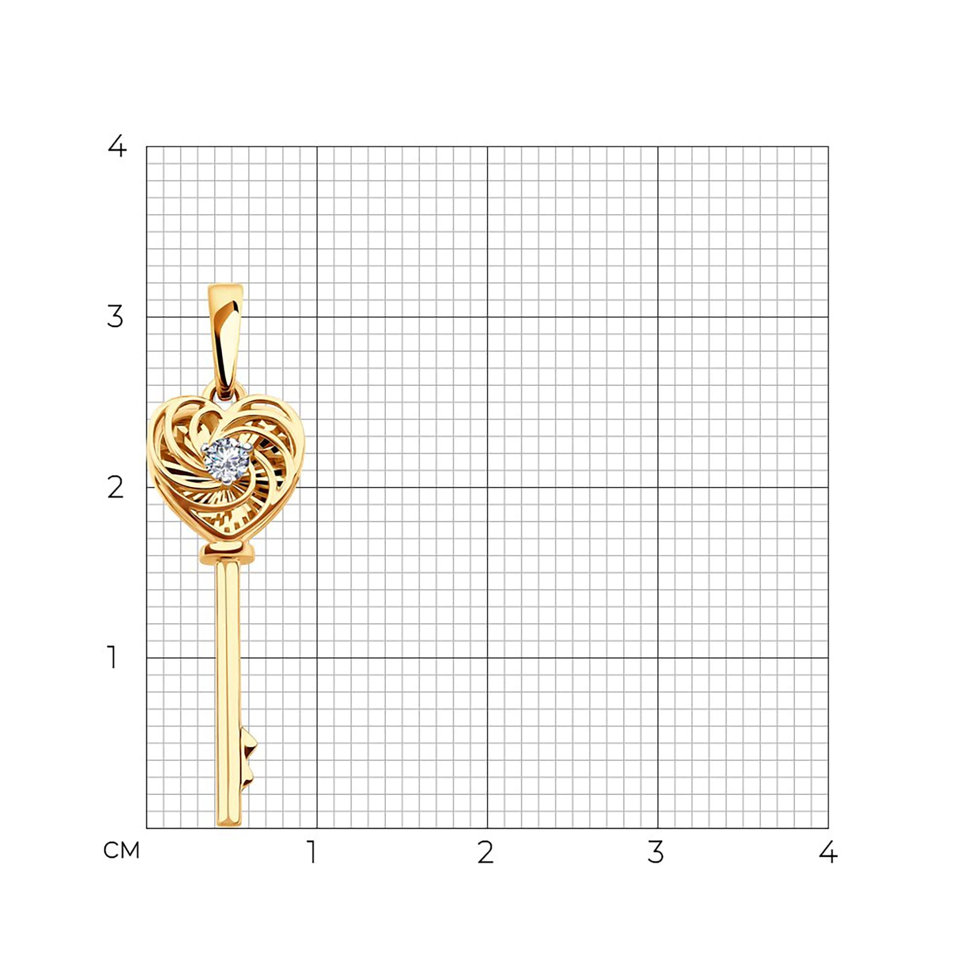 Кулон из золота 585 пробы с фианитом SOKOLOV 036659 Золото 585 пр.