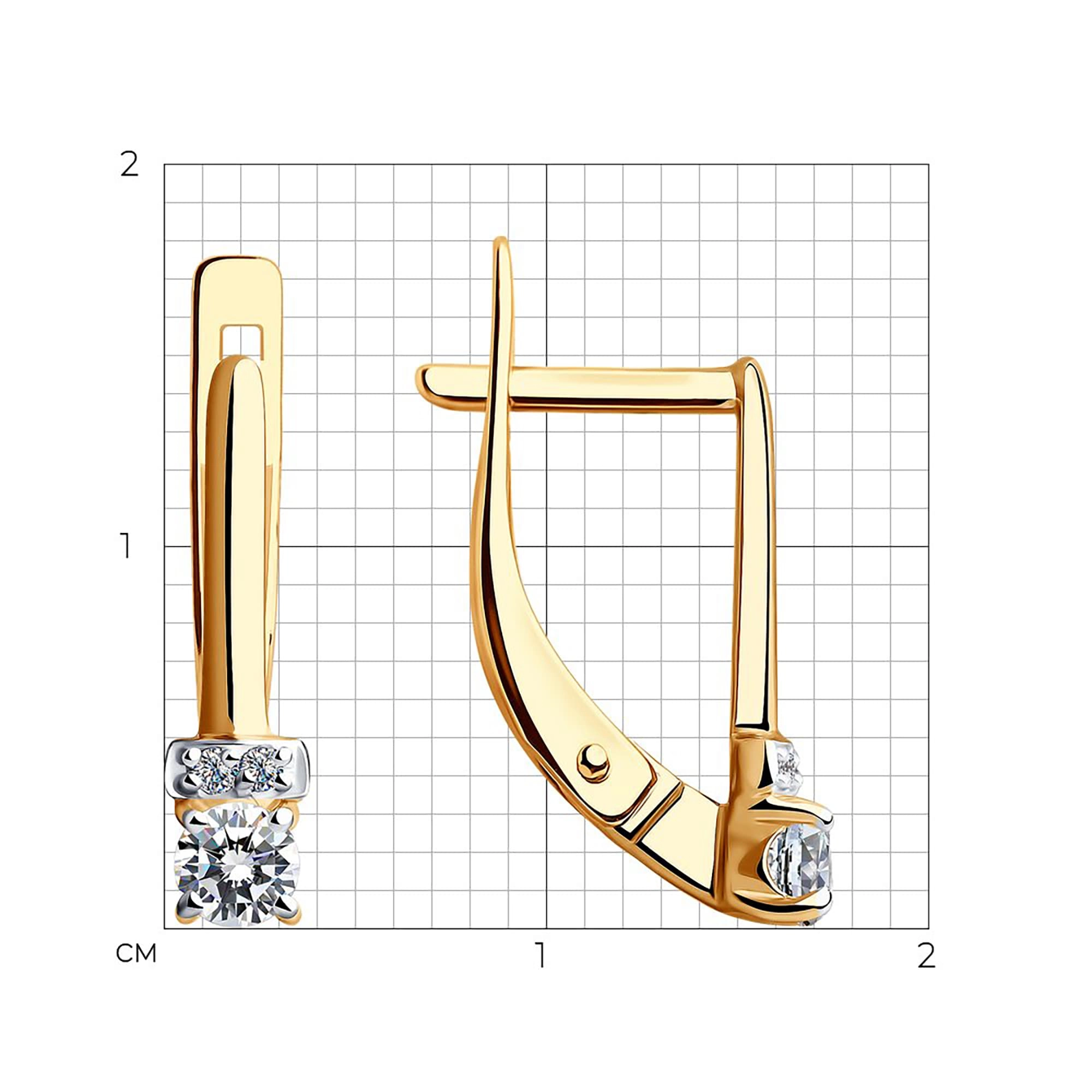 Серьги из золота 585 пробы с фианитом SOKOLOV 028592 Золото 585 пр.