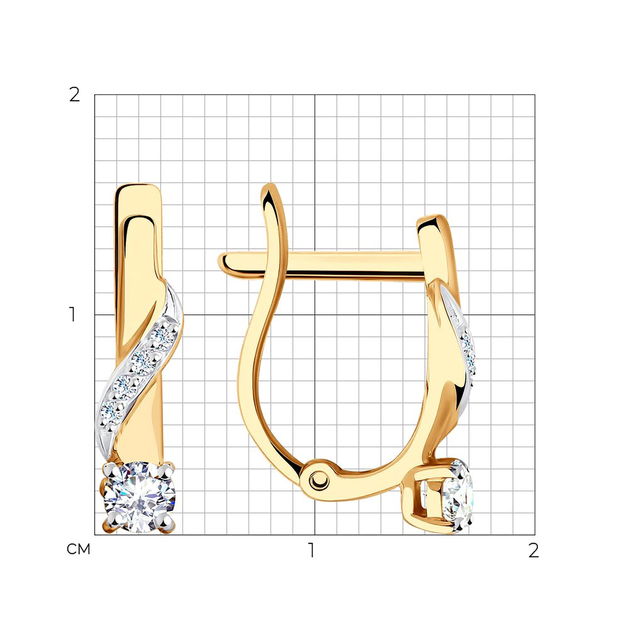 Серьги из золота 585 пробы с фианитом SOKOLOV 028519 Золото 585 пр.
