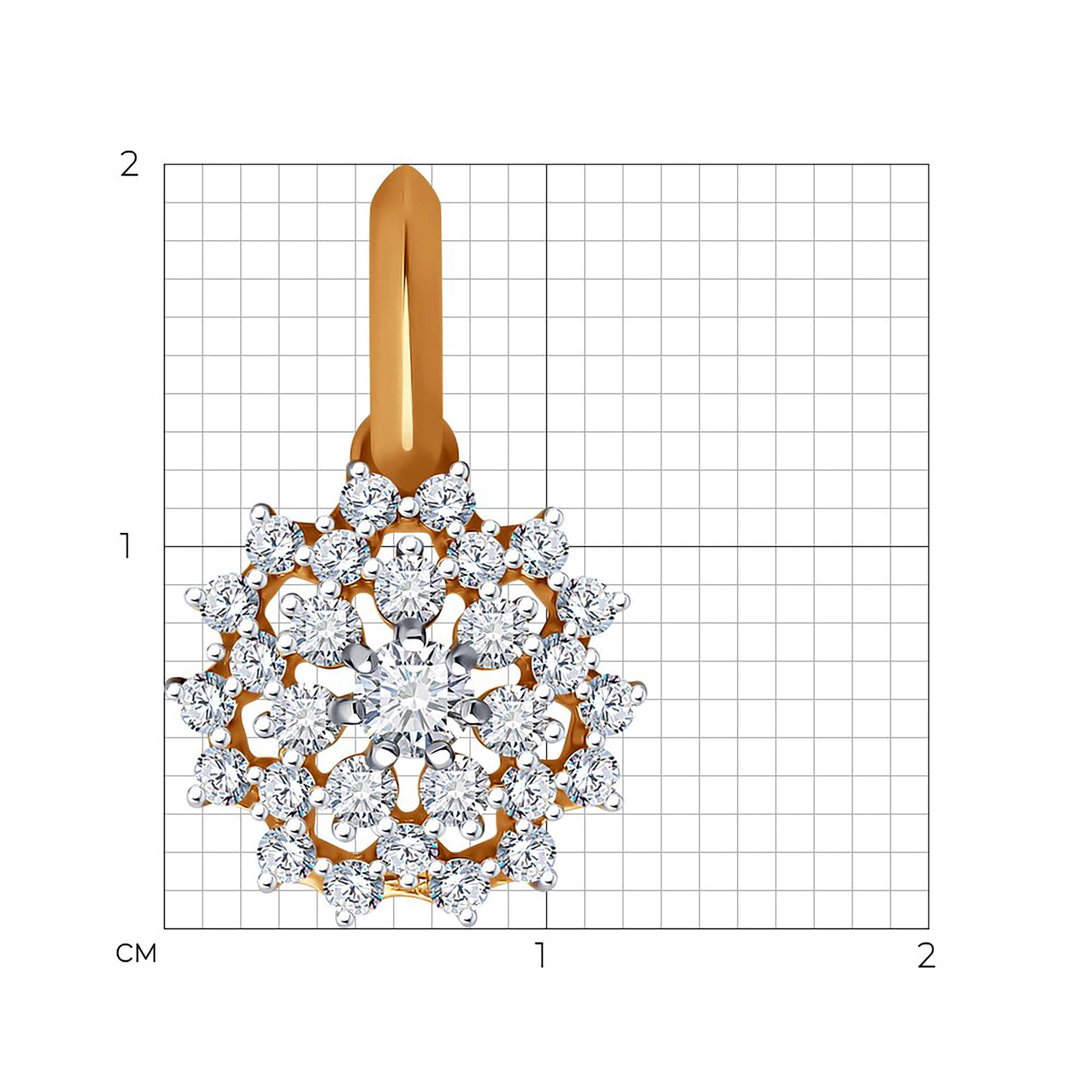 Кулон из золота 585 пробы с фианитом SOKOLOV 51-130-02302-1 Золото 585 пр.