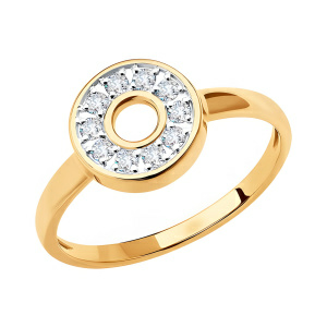 Кольцо из золота 585 пробы с фианитом SOKOLOV 018779