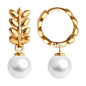 Серьги из золота 585 пробы с жемчугом SOKOLOV 792430