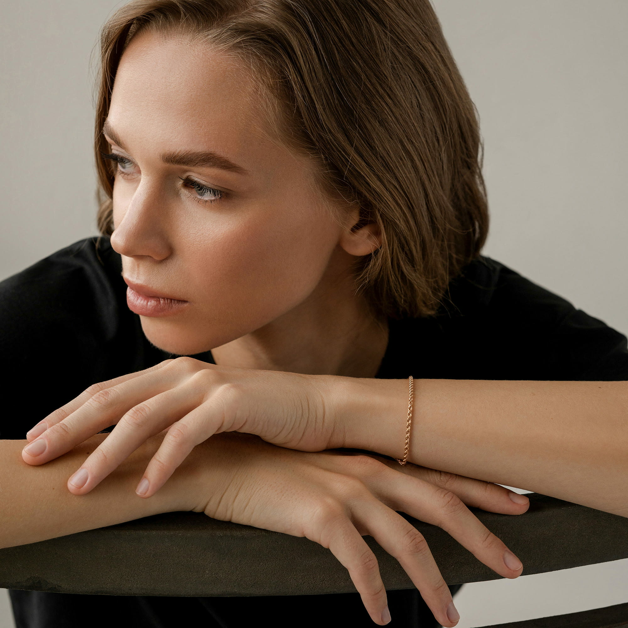 Браслет из золота 585 пробы KRASTSVETMET НБ 12-080 d.0.40 Золото 585 пр.