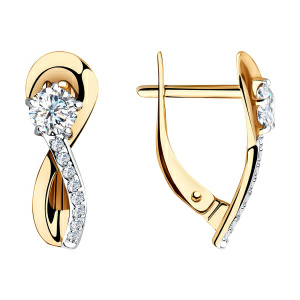 Серьги из золота 585 пробы с фианитом SOKOLOV 028192