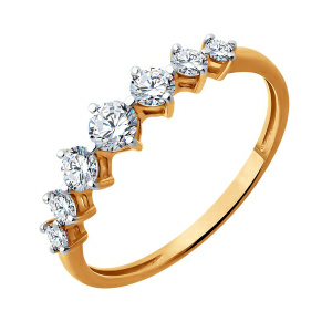 Кольцо из золота 585 пробы с фианитом SOKOLOV 019529