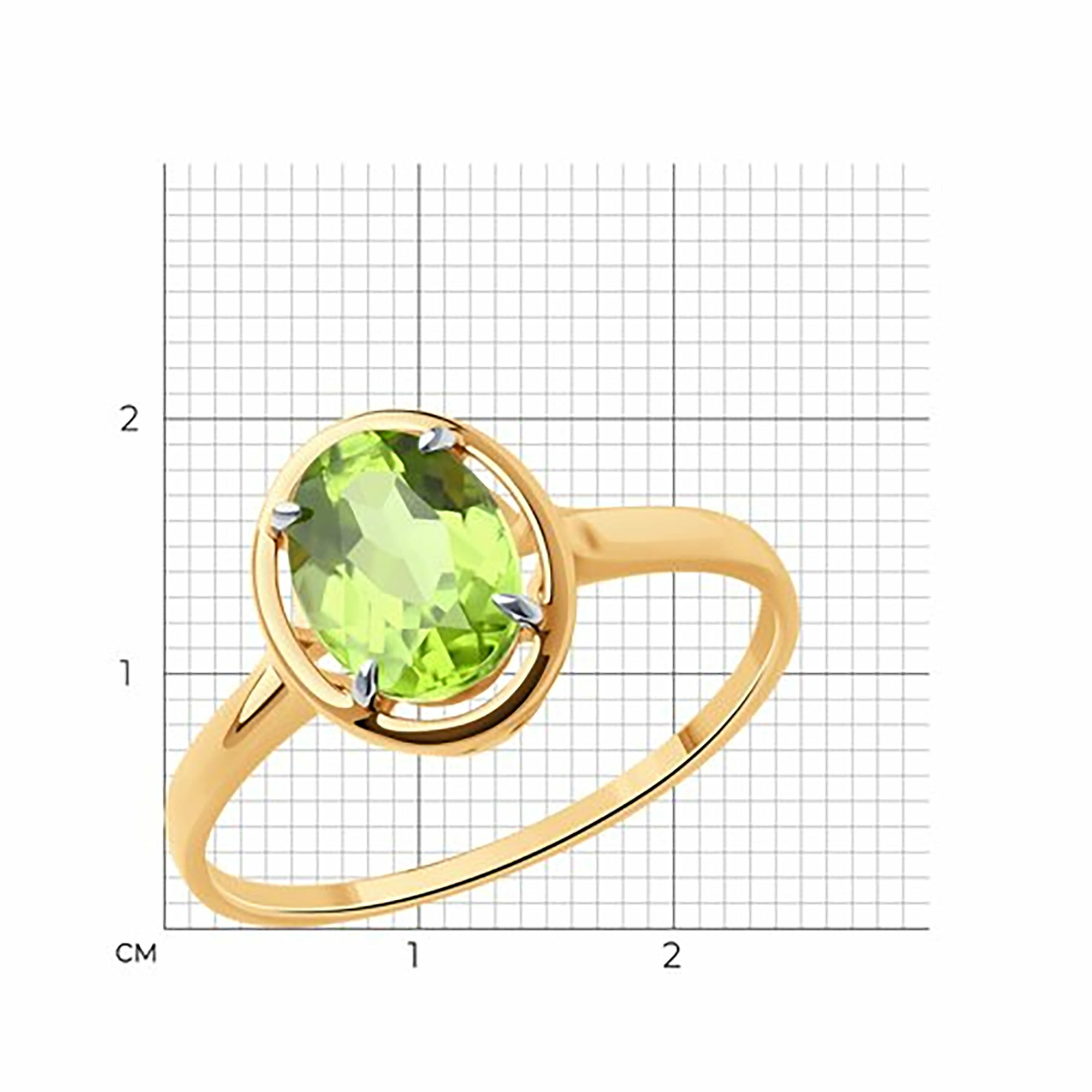 Кольцо из золота 585 пробы с хризолитом SOKOLOV 51-310-01927-3 Золото 585 пр.