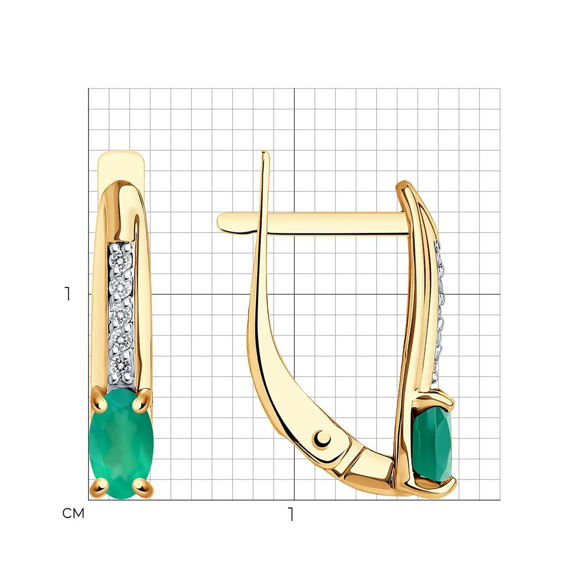 Серьги из золота 585 пробы с агатом SOKOLOV 728102 Золото 585 пр.