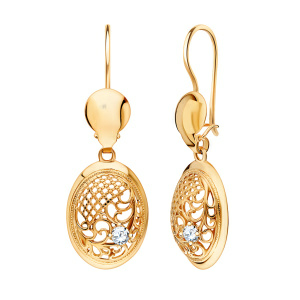 Серьги из золота 585 пробы с фианитом ATOLL 2774