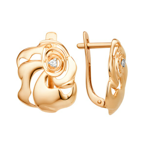 Серьги из золота 585 пробы с фианитом DINASTIA 014572-1102
