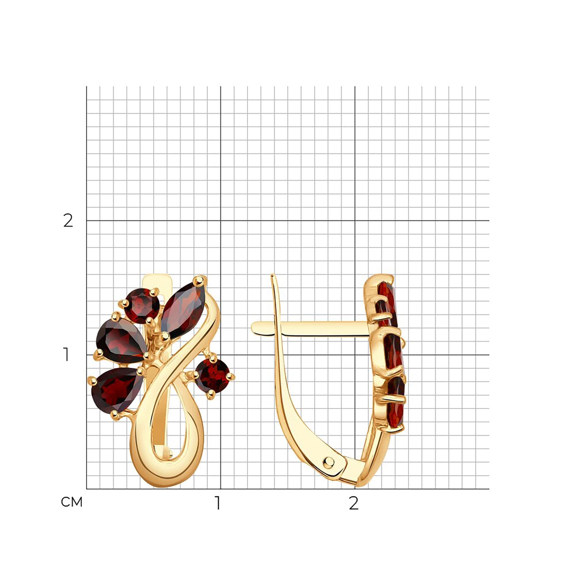 Серьги из золота 585 пробы с гранатом SOKOLOV 724752 Золото 585 пр.