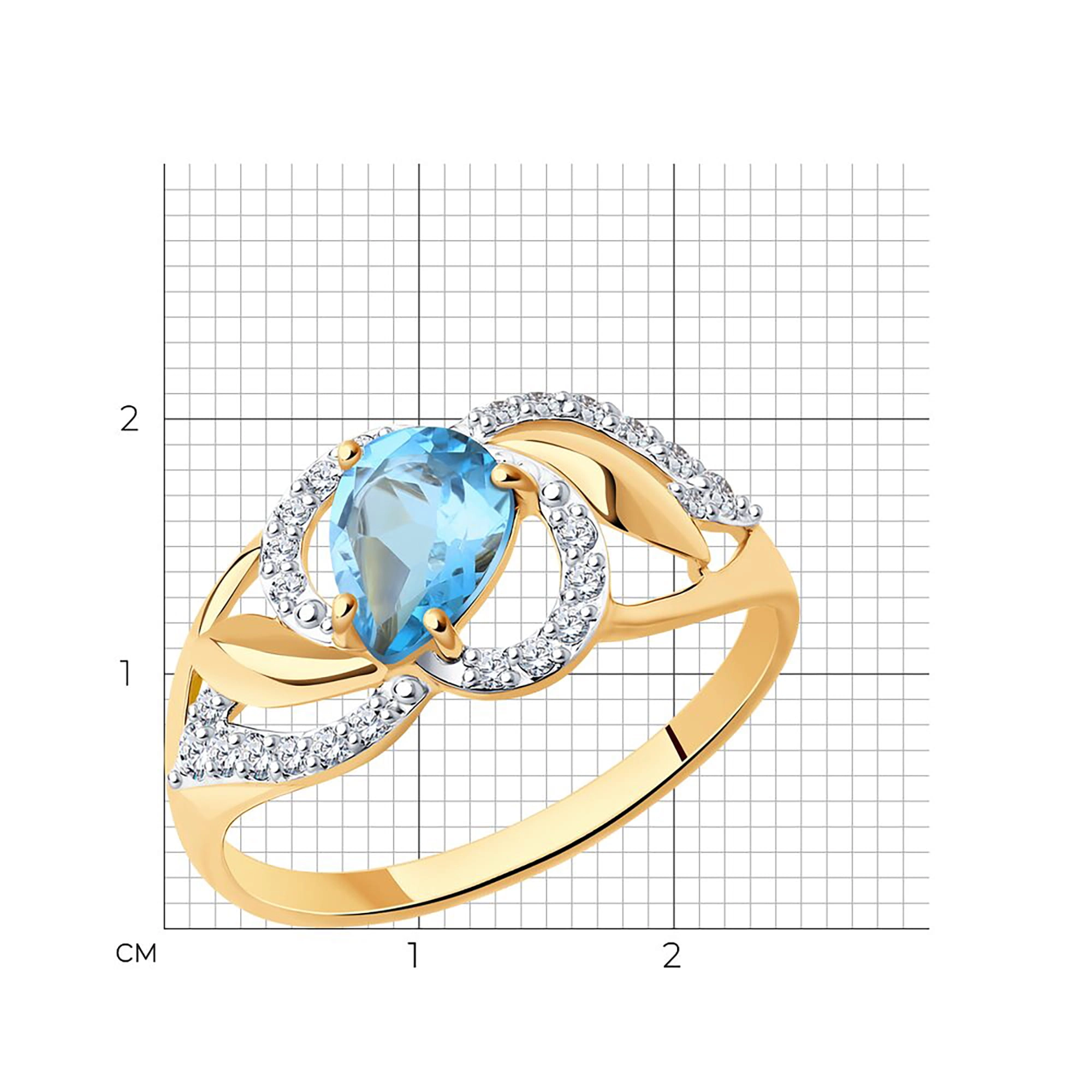 Кольцо из золота 585 пробы с топазом SOKOLOV 714457 Золото 585 пр.