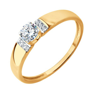 Кольцо из золота 585 пробы с фианитом SOKOLOV 019561