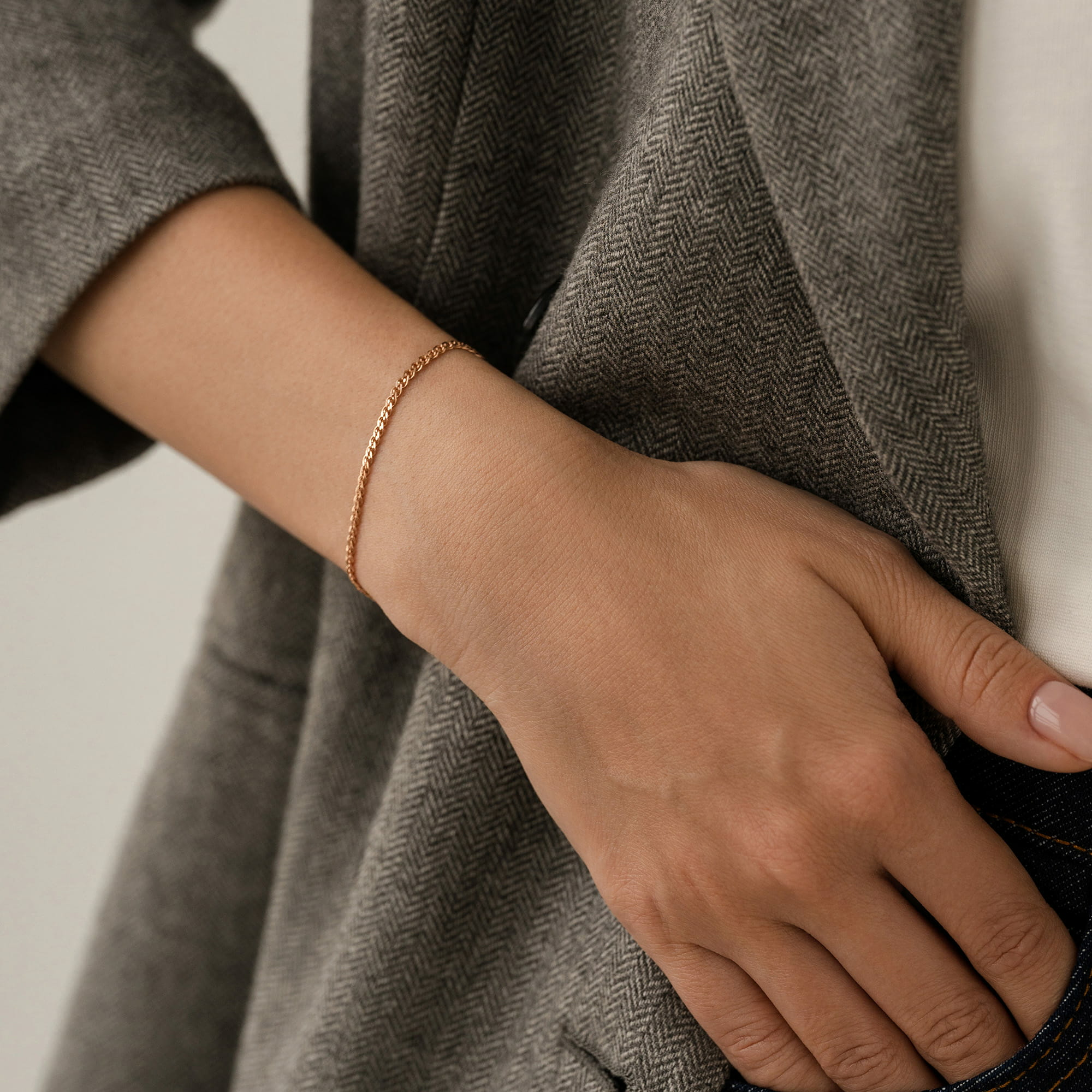 Браслет из золота 585 пробы KRASTSVETMET НБ 12-200 d.0.35 Золото 585 пр.