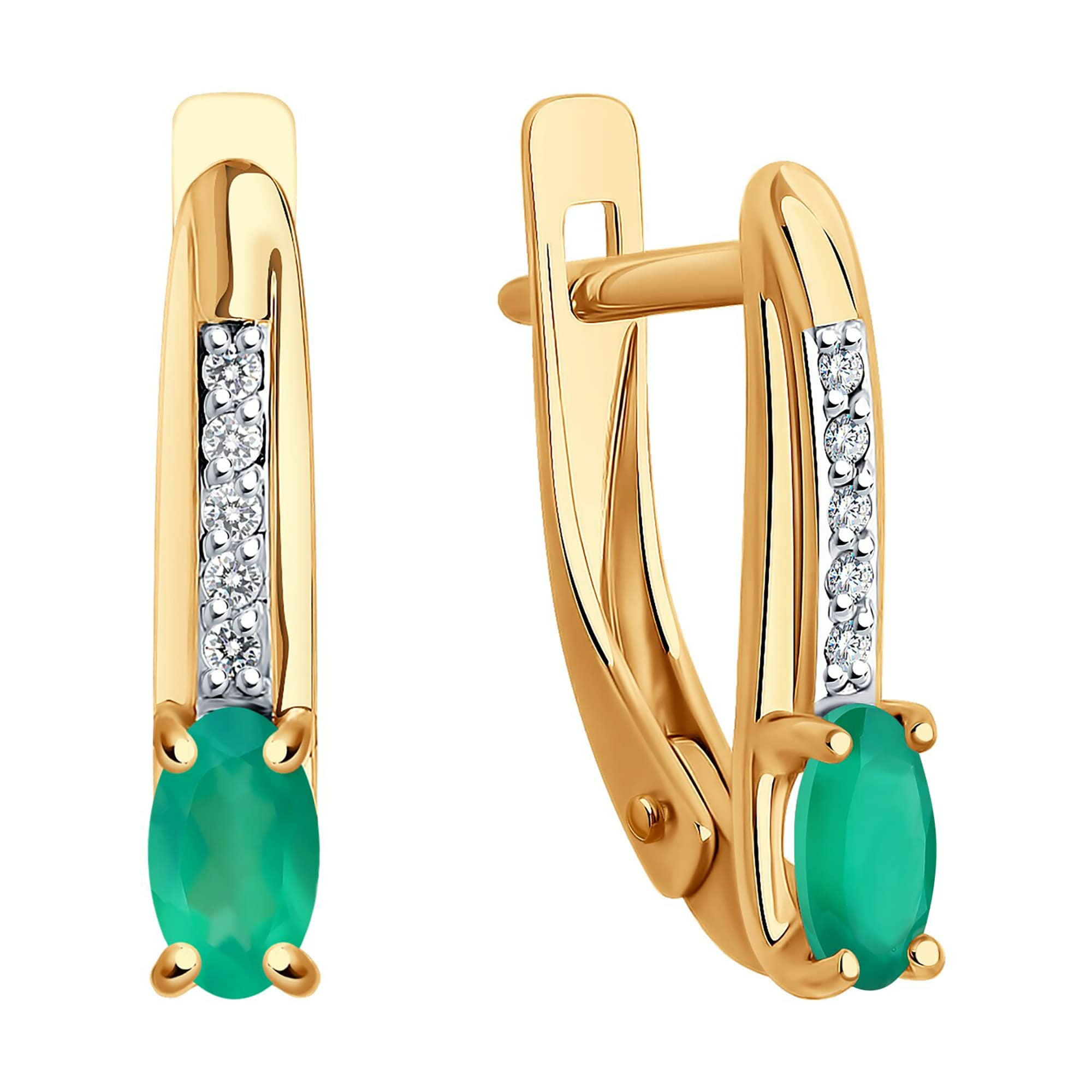 Серьги из золота 585 пробы с агатом SOKOLOV 728102 Золото 585 пр.