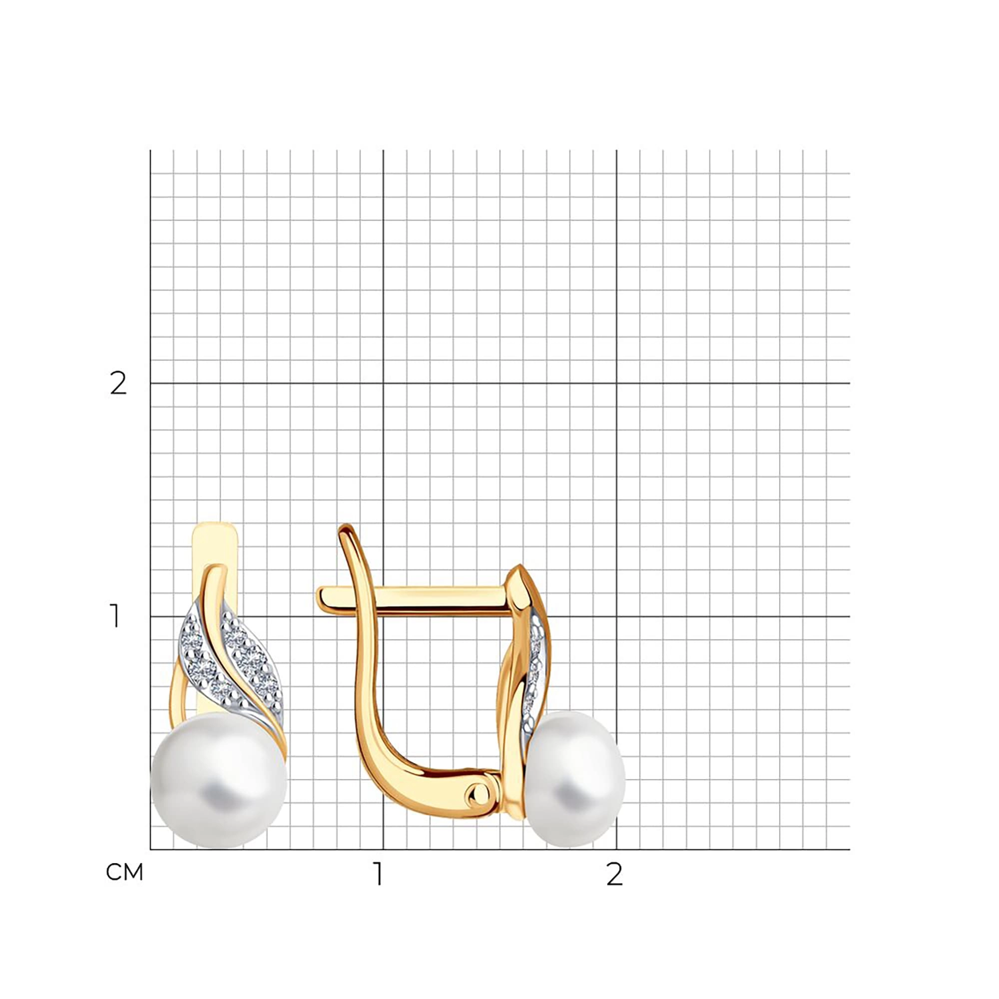 Серьги из золота 585 пробы с жемчугом SOKOLOV 792394 Золото 585 пр.