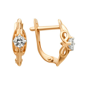 Серьги из золота 585 пробы с фианитом DINASTIA 004962-1102