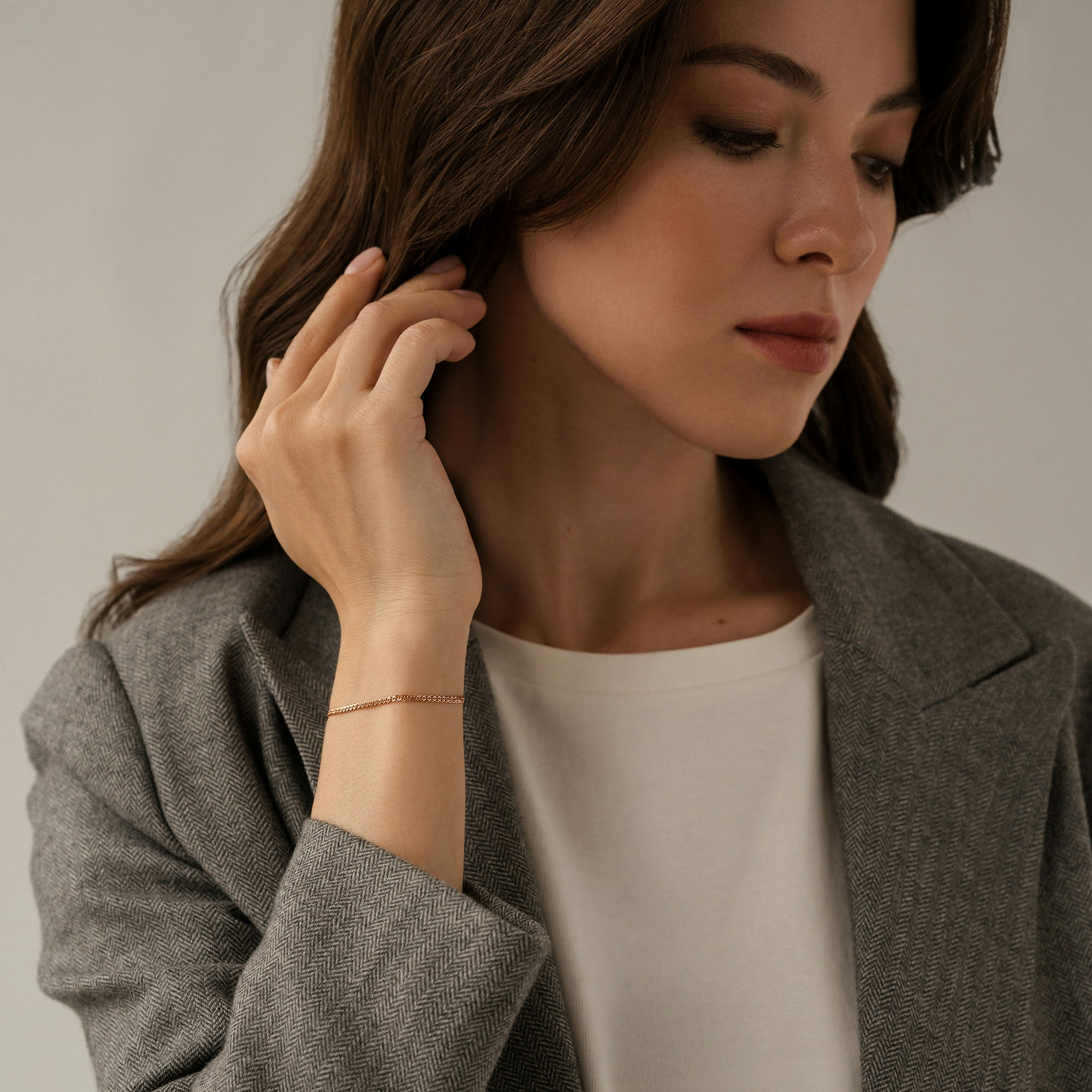 Браслет из золота 585 пробы KRASTSVETMET НБ 12-200 d.0.35 Золото 585 пр.