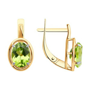 Серьги из золота 585 пробы с хризолитом SOKOLOV 51-320-01927-3