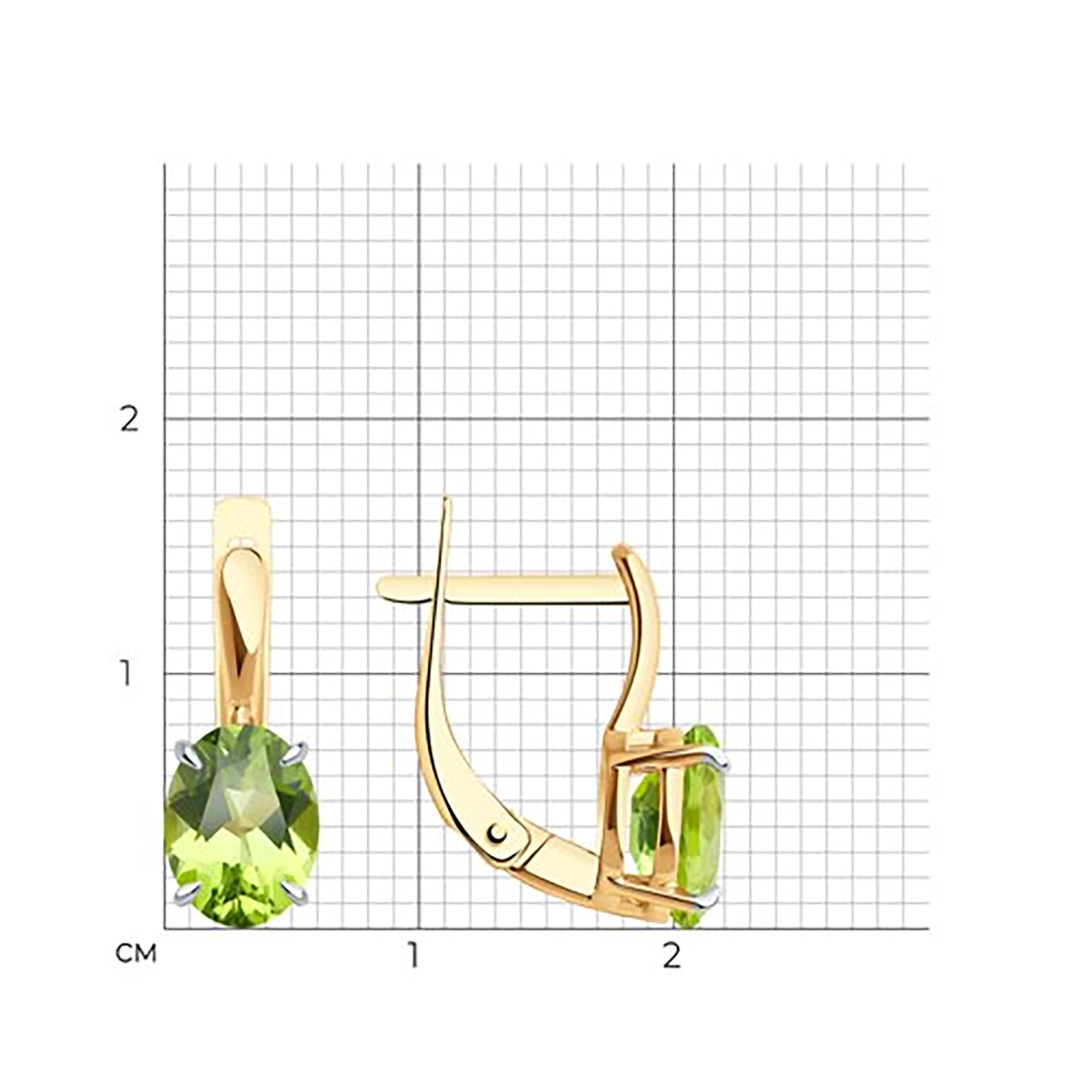 Серьги из золота 585 пробы с хризолитом SOKOLOV 51-320-01929-3 Золото 585 пр.