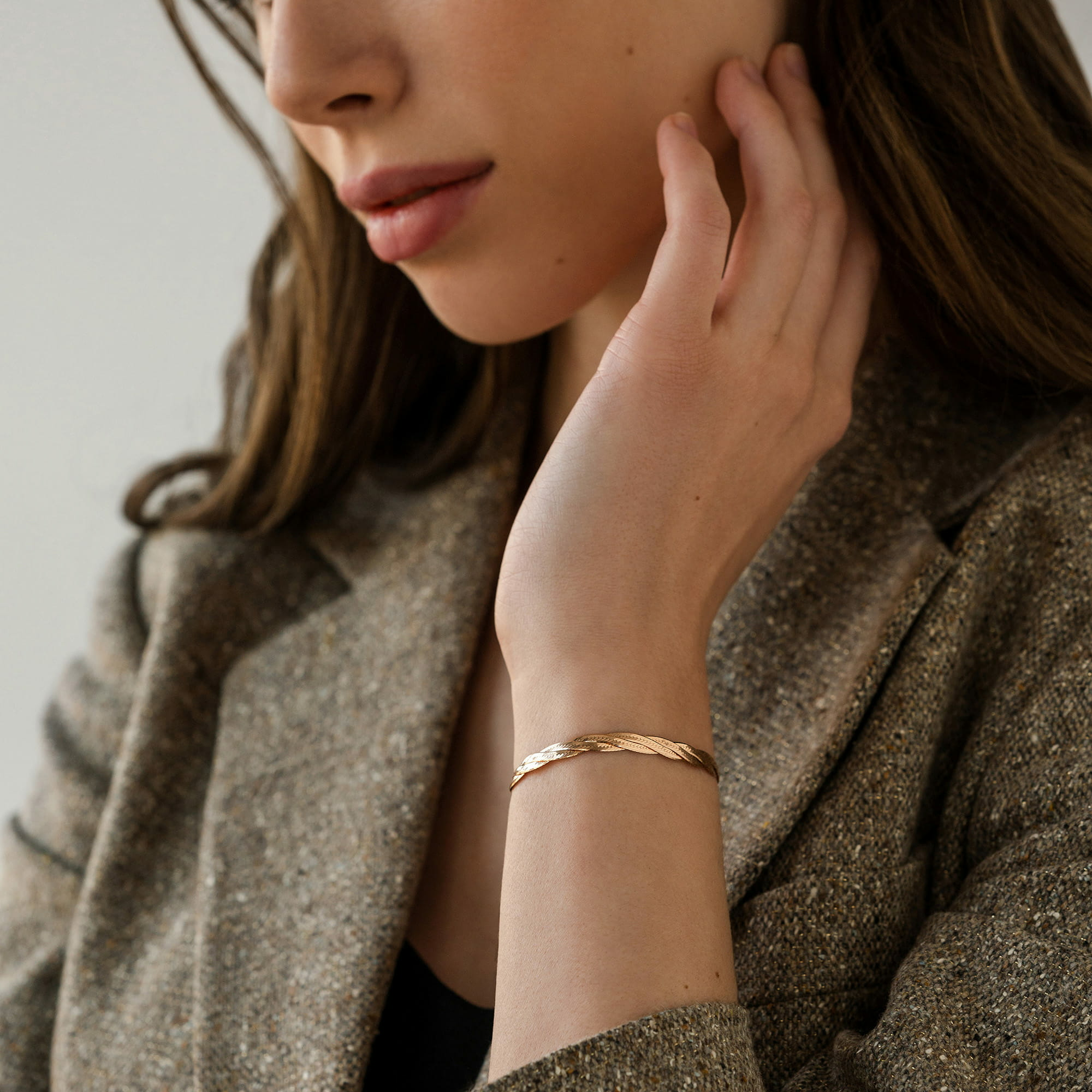 Браслет из золота 585 пробы KRASTSVETMET НБ 12-200 d.0.35 Золото 585 пр.