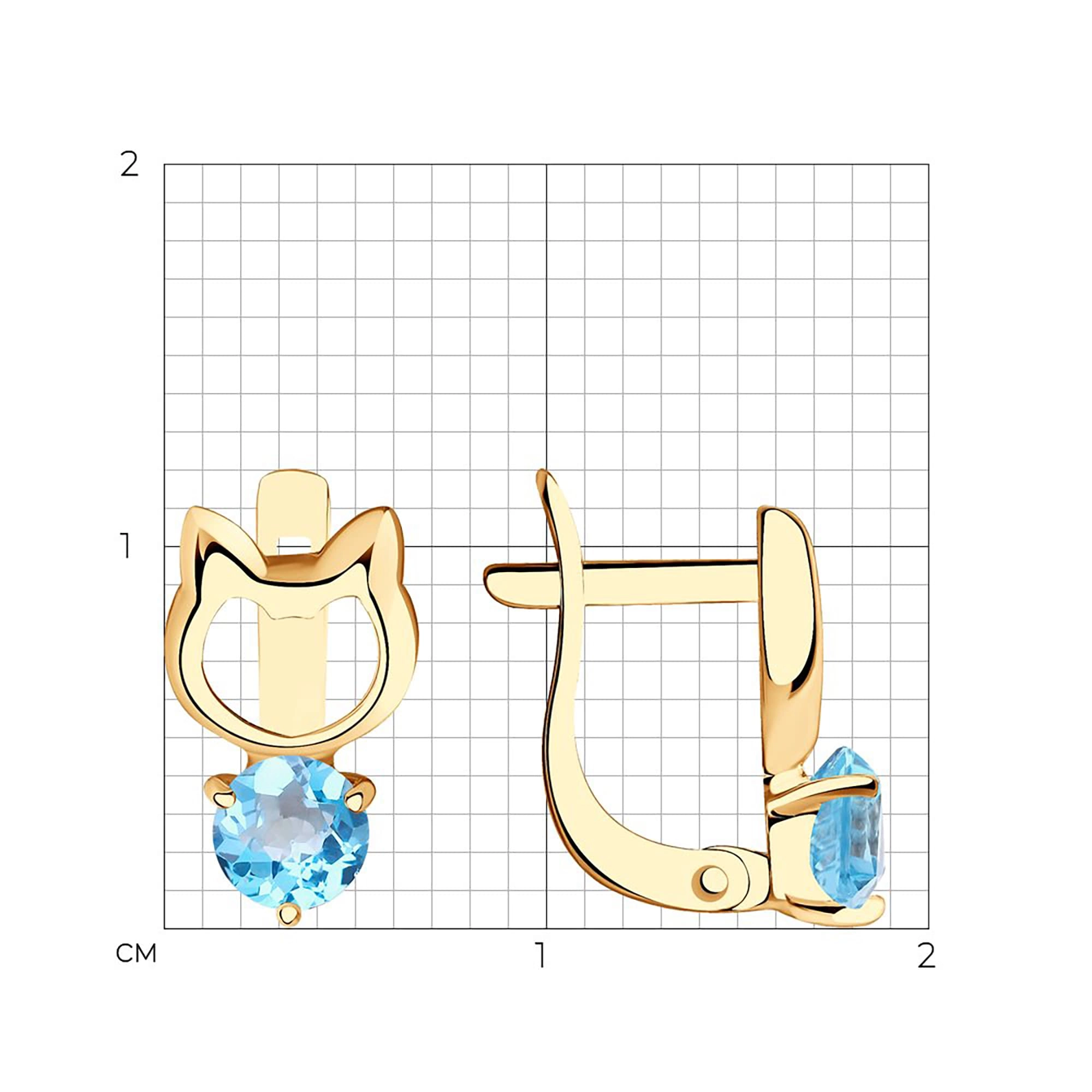 Серьги из золота 585 пробы с топазом SOKOLOV 726948 Золото 585 пр.