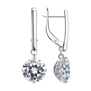Серьги из серебра 925 пробы с фианитом SOKOLOV 94024420