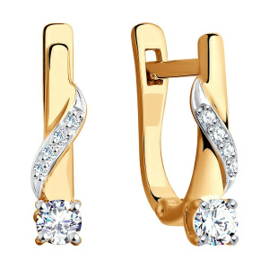 Серьги из золота 585 пробы с фианитом SOKOLOV 028519