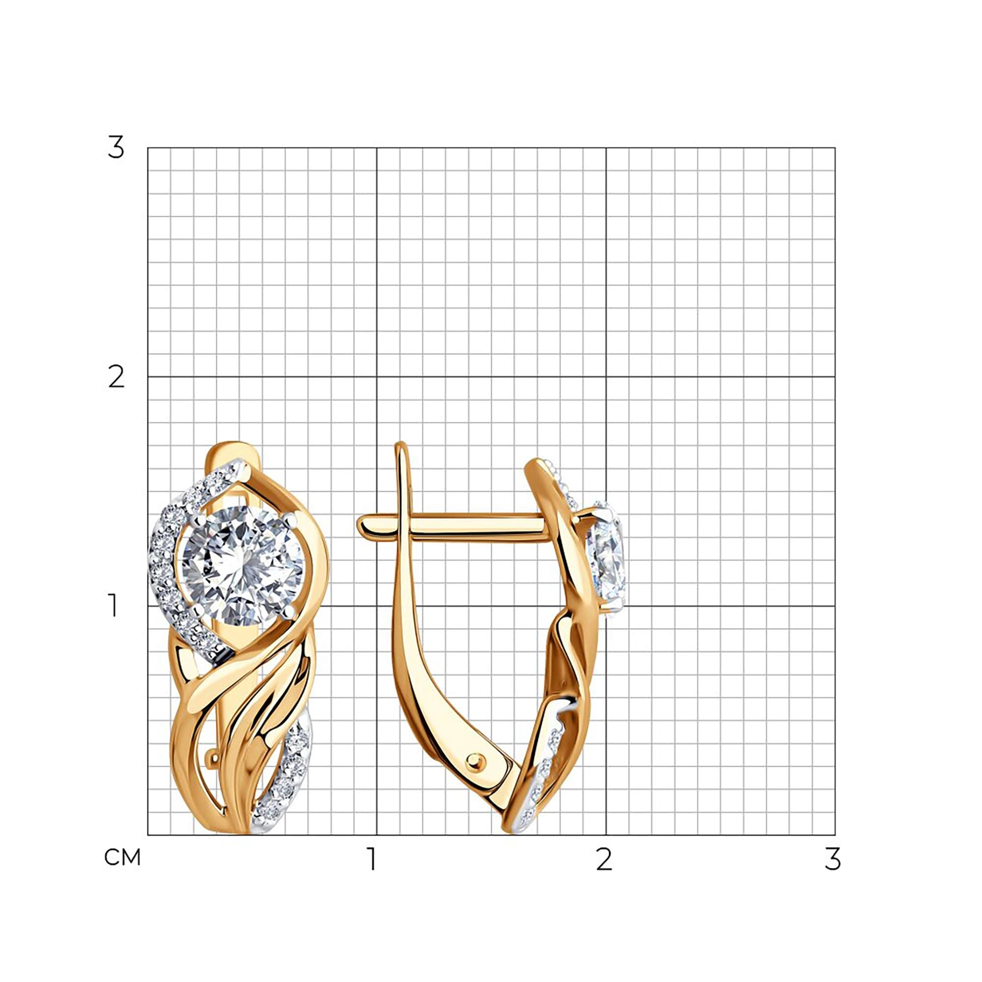 Серьги из золота 585 пробы с фианитом SOKOLOV 027463 Золото 585 пр.