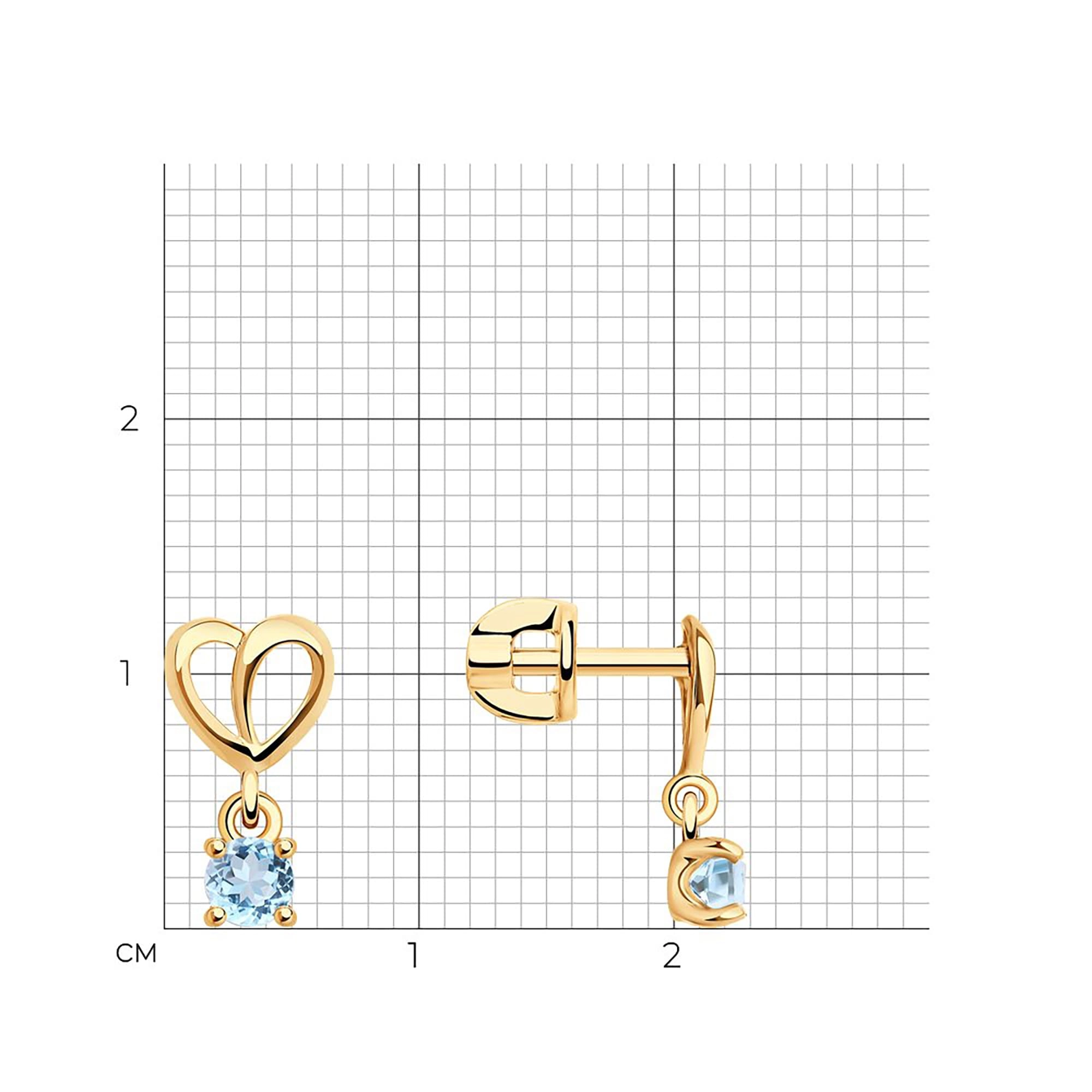 Серьги из золота 585 пробы с топазом SOKOLOV 727638 Золото 585 пр.