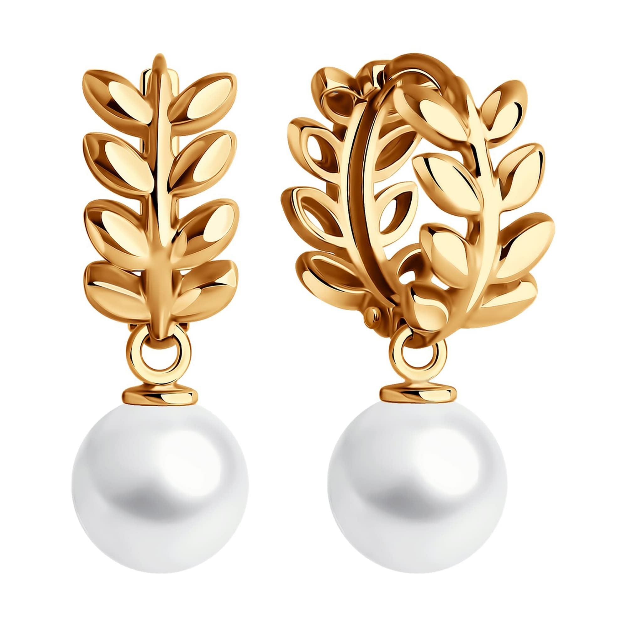 Серьги из золота 585 пробы с жемчугом SOKOLOV 792430 Золото 585 пр.