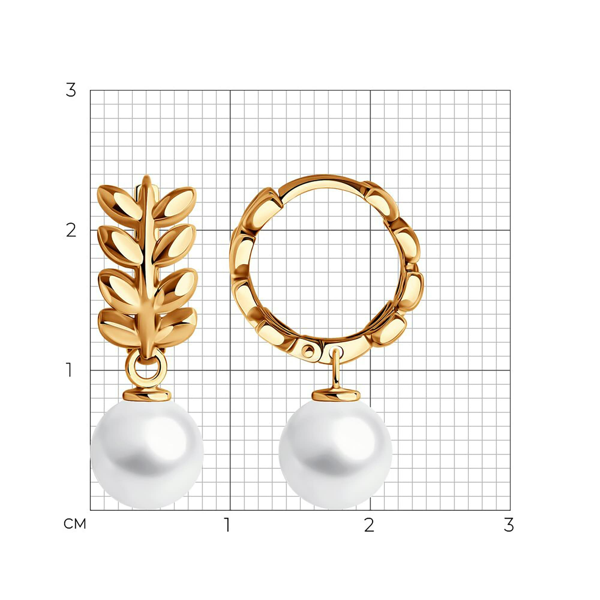 Серьги из золота 585 пробы с жемчугом SOKOLOV 792430 Золото 585 пр.