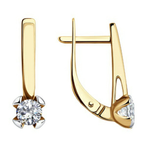 Серьги из золота 585 пробы с фианитом SOKOLOV 51-120-00793-1