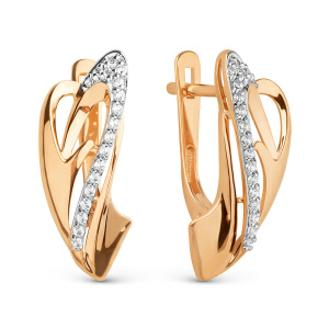 Серьги из золота 585 пробы с фианитом DINASTIA 023602-1102