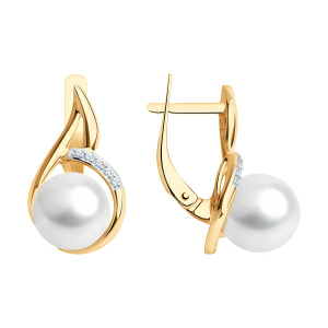 Серьги из золота 585 пробы с жемчугом SOKOLOV 792380