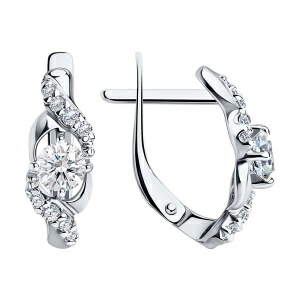 Серьги из серебра 925 пробы с фианитом SOKOLOV 94022351