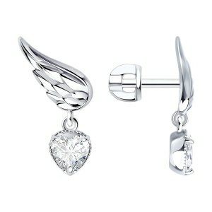 Серьги из серебра 925 пробы с фианитом SOKOLOV 94025022