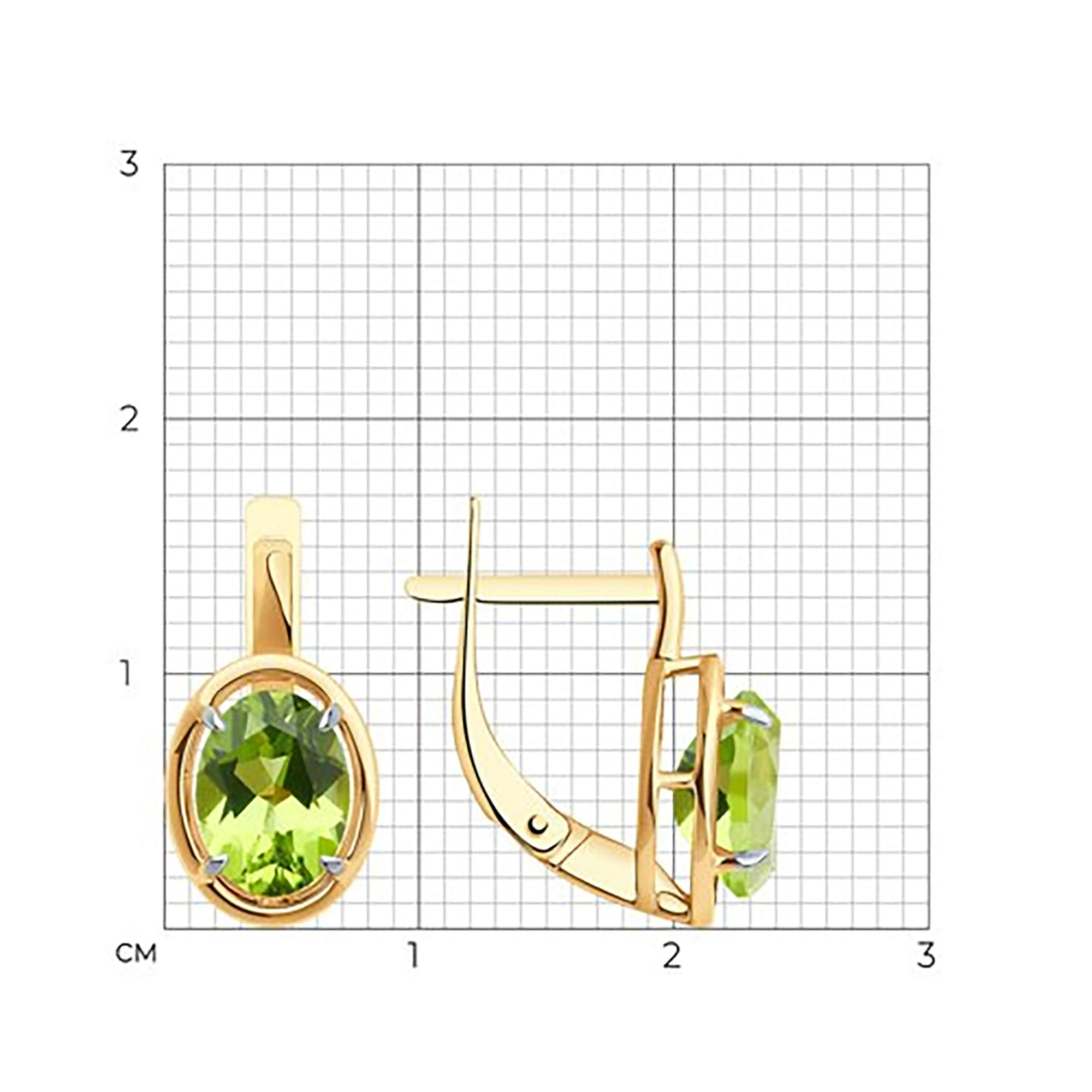 Серьги из золота 585 пробы с хризолитом SOKOLOV 51-320-01927-3 Золото 585 пр.