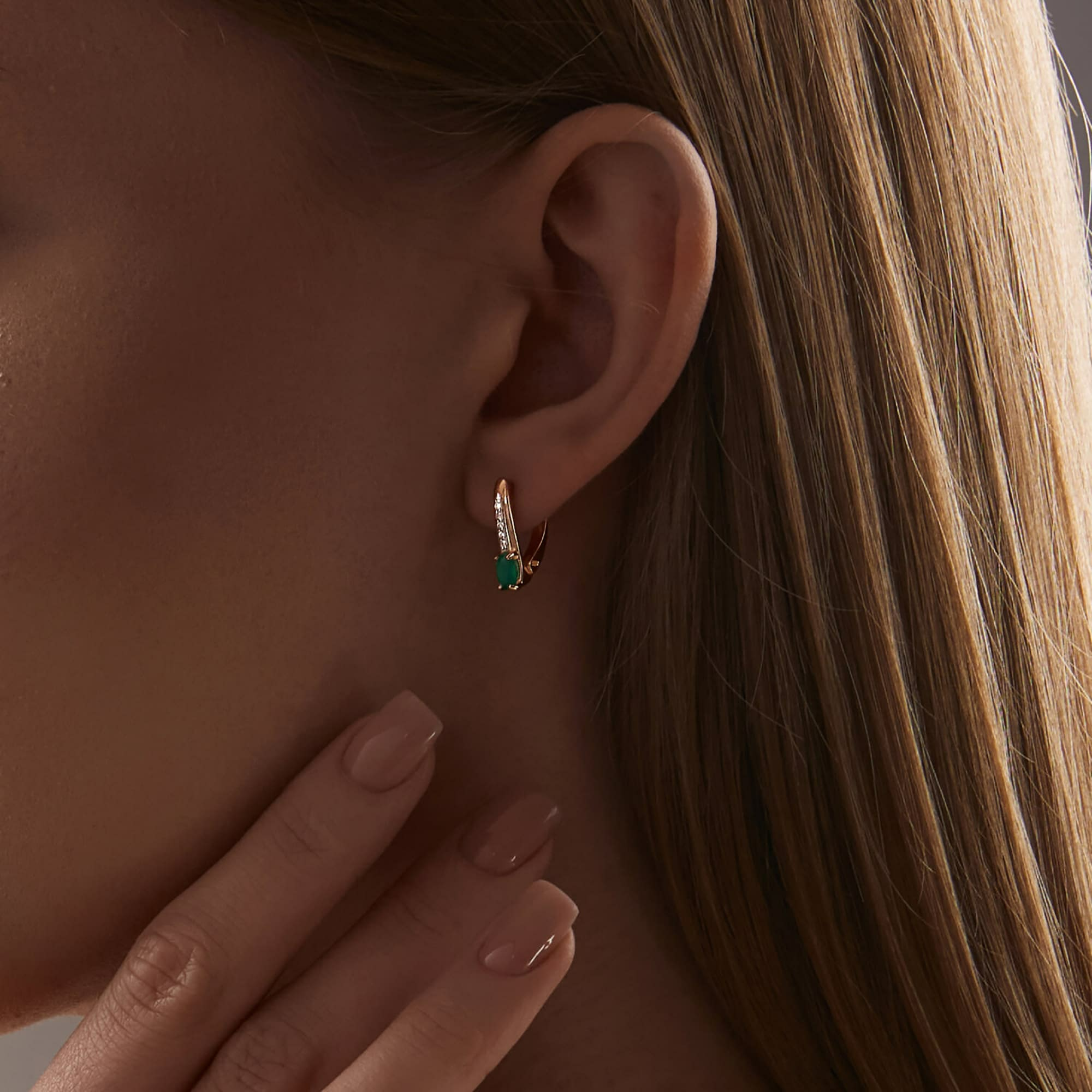 Серьги из золота 585 пробы с агатом SOKOLOV 728102 Золото 585 пр.